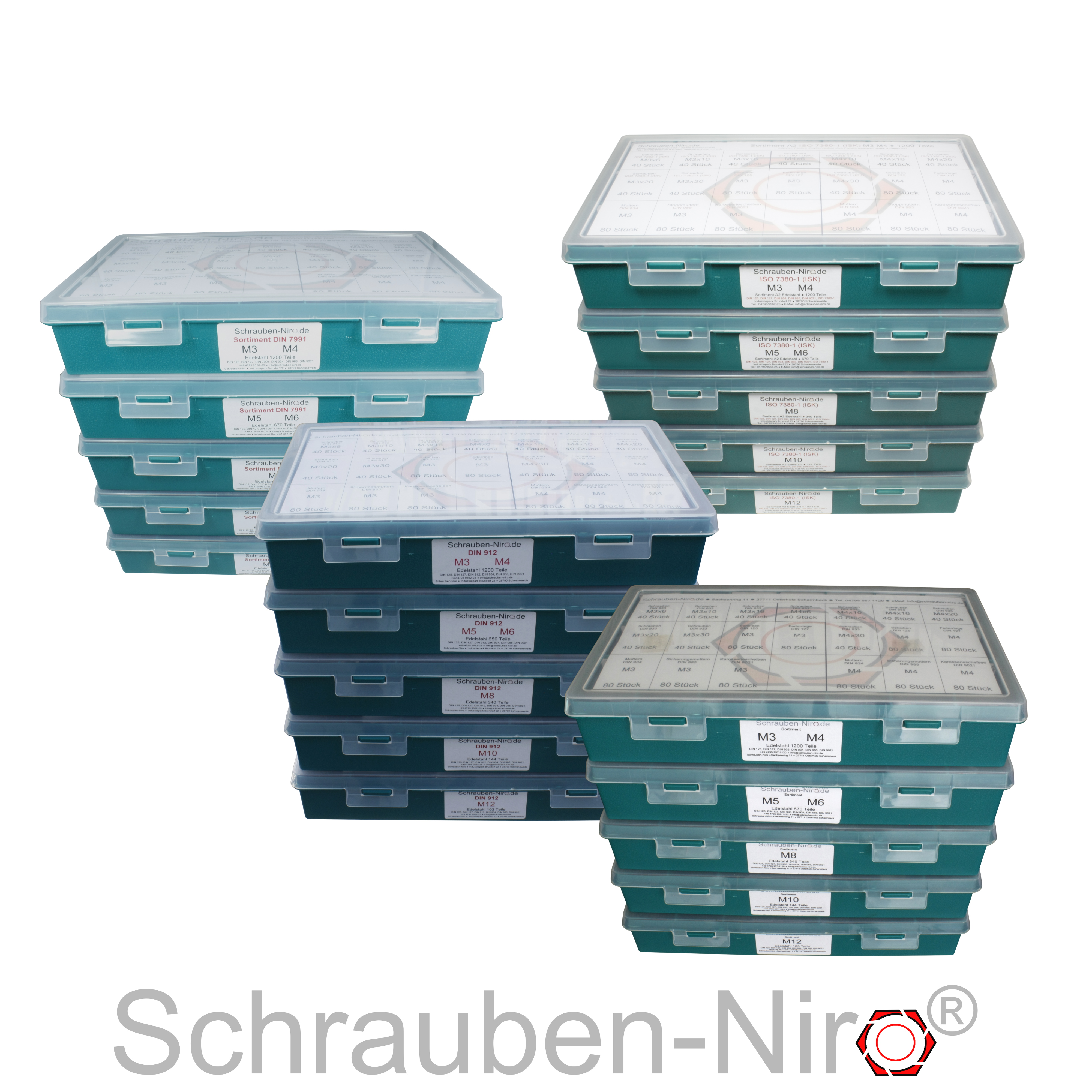 Sortimentskasten Stoppmuttern DIN 985 selbsts,340 Teile