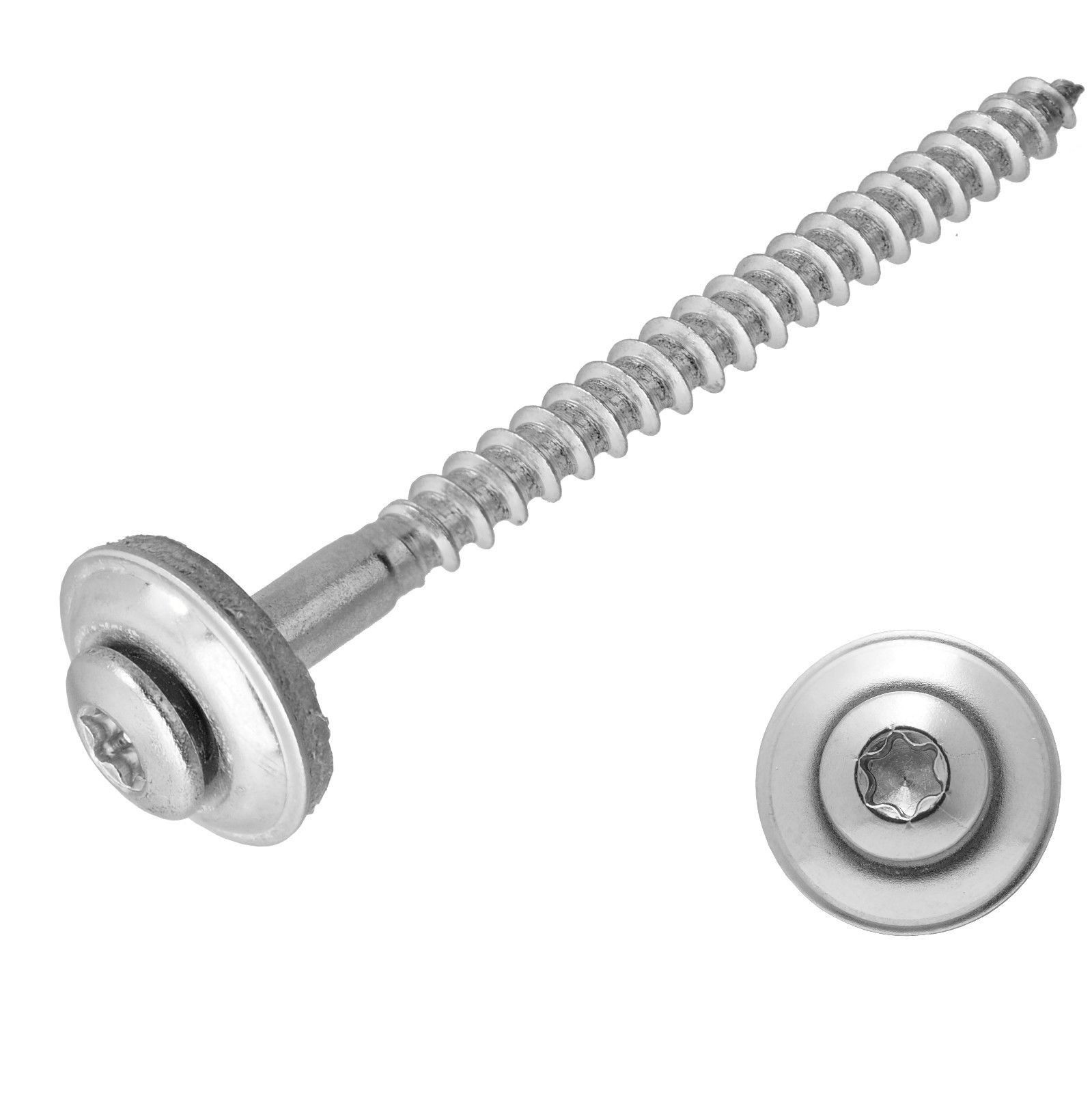 Spenglerschrauben 4,5x60mm TX 20 Torx Niro A2 V2A Inox Edelstahl EPDM 15mm